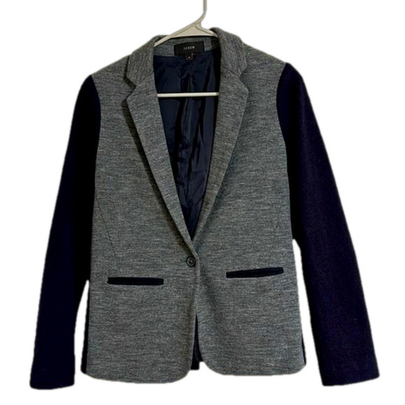 J. Crew gray blue wool contrast colorblock blazer academia - Picture 1 of 4